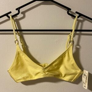 aerie ribbed yellow shine bikini top (XS)